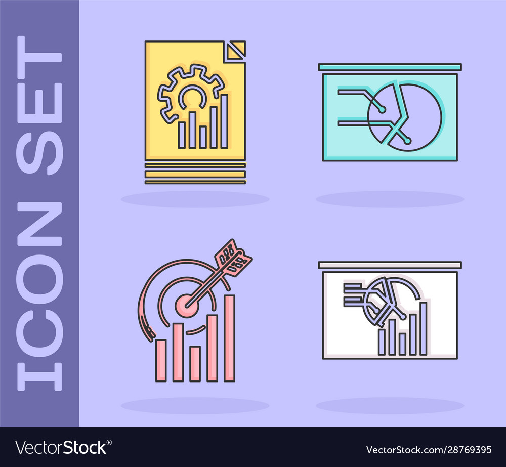 Set board with graph chart document Vector Image Set board with graph chart document