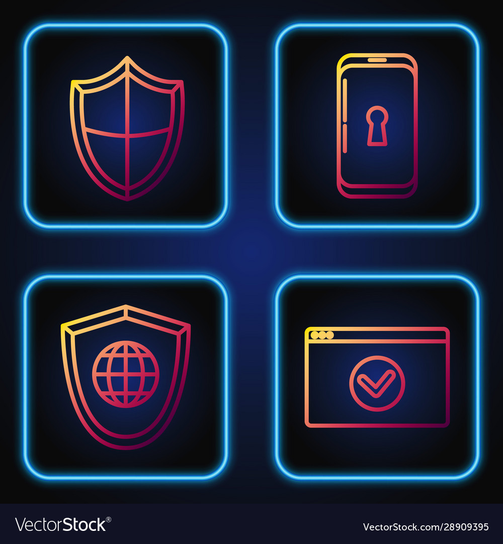 Set line secure your site with https ssl shield vector image Set line secure your site with https ssl shield