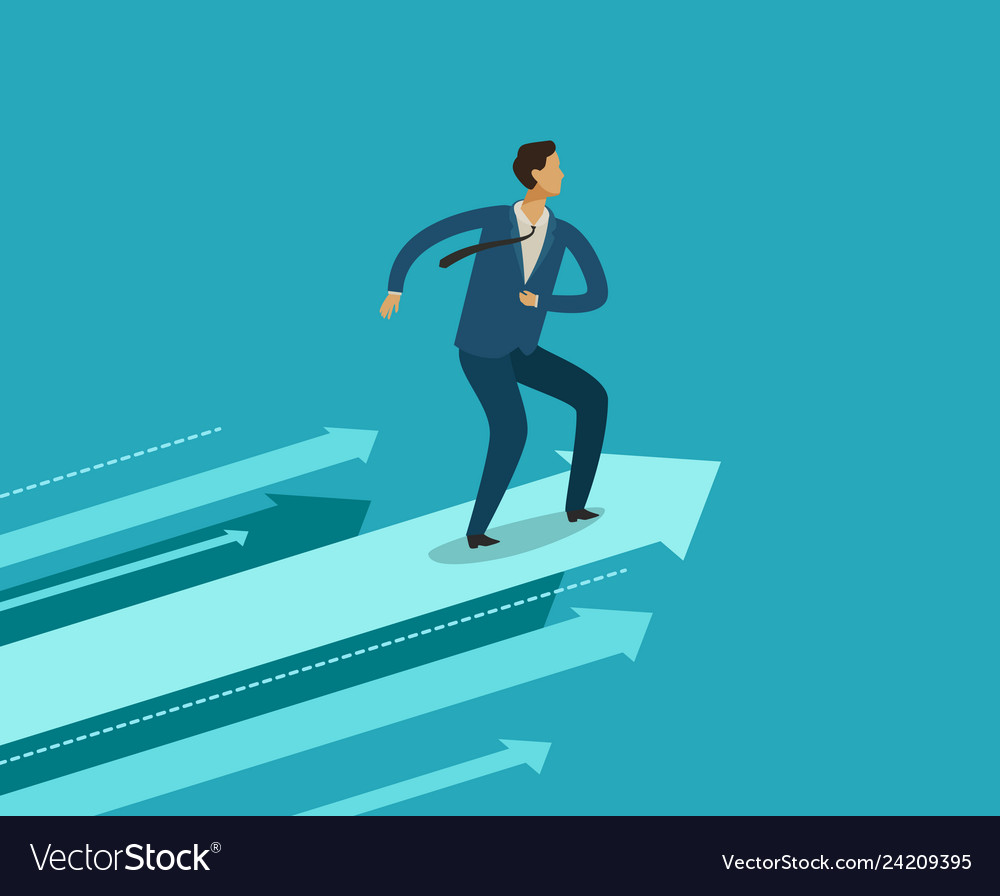 Success in business businessman on arrow Vector Image