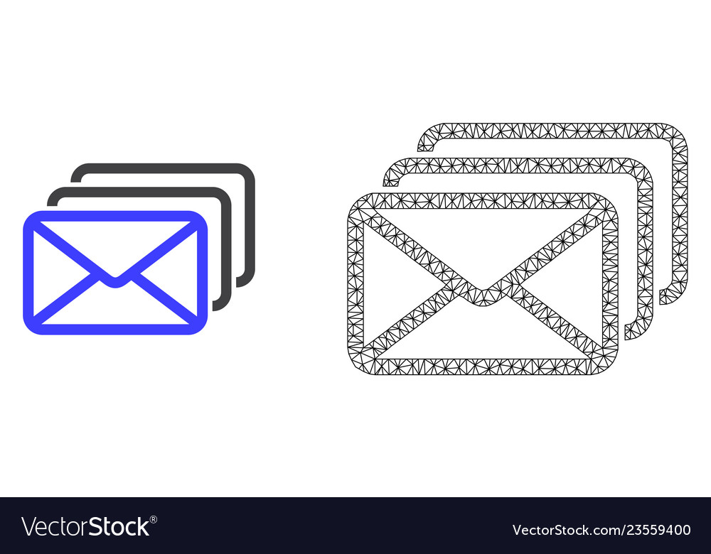 2d mesh mail queue and flat icon vector image 2d mesh mail queue and flat icon
