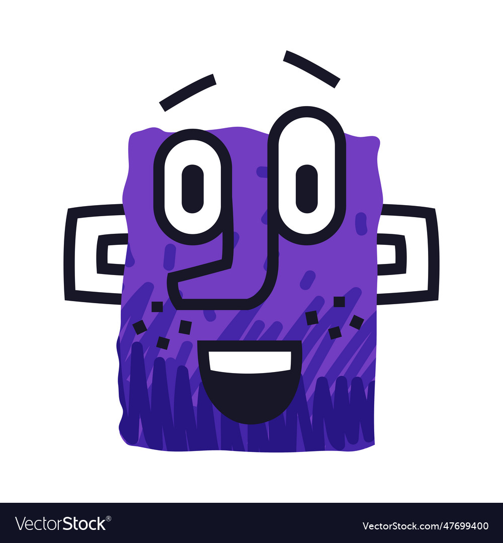 Abstract comic purple face show emotion Royalty Free Vector