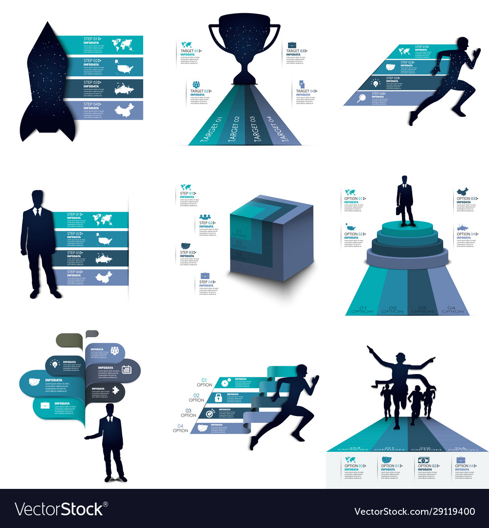 Abstract element infographics bundle option vector image Abstract element infographics bundle option