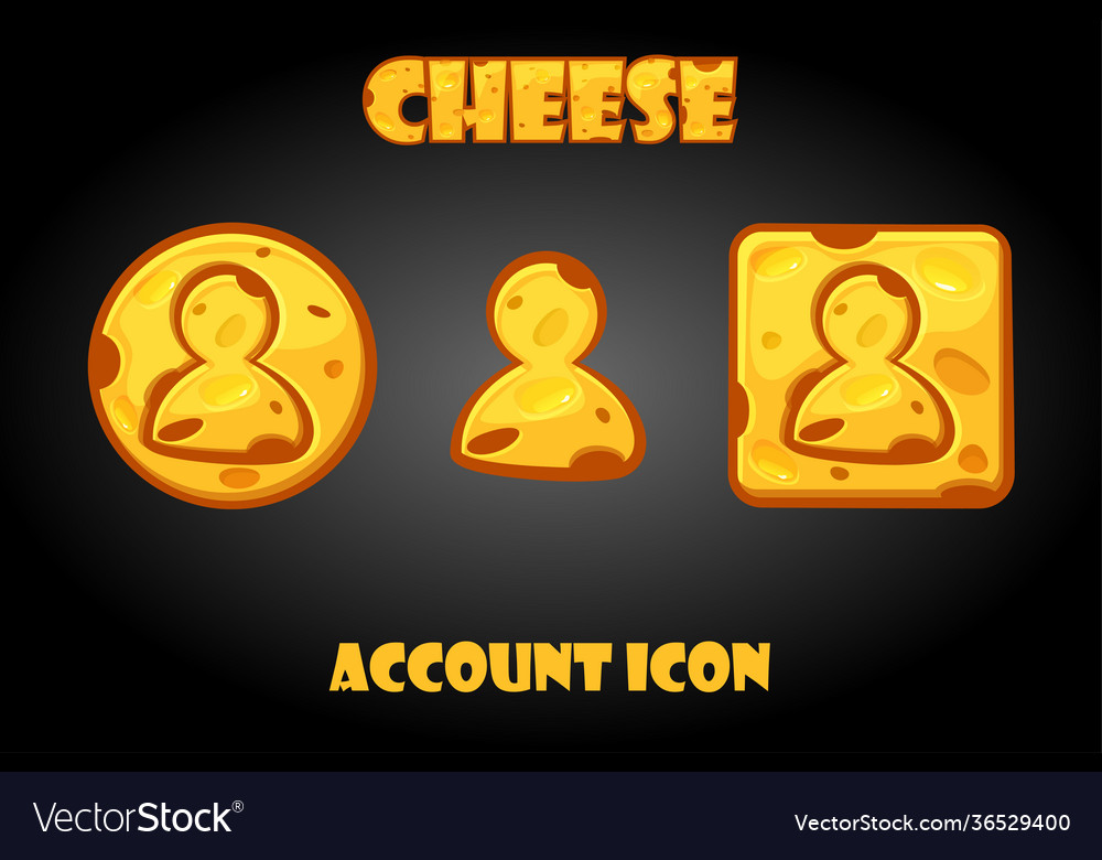 Cheese accounts buttons to game menu Vector Image Cheese accounts buttons to game menu