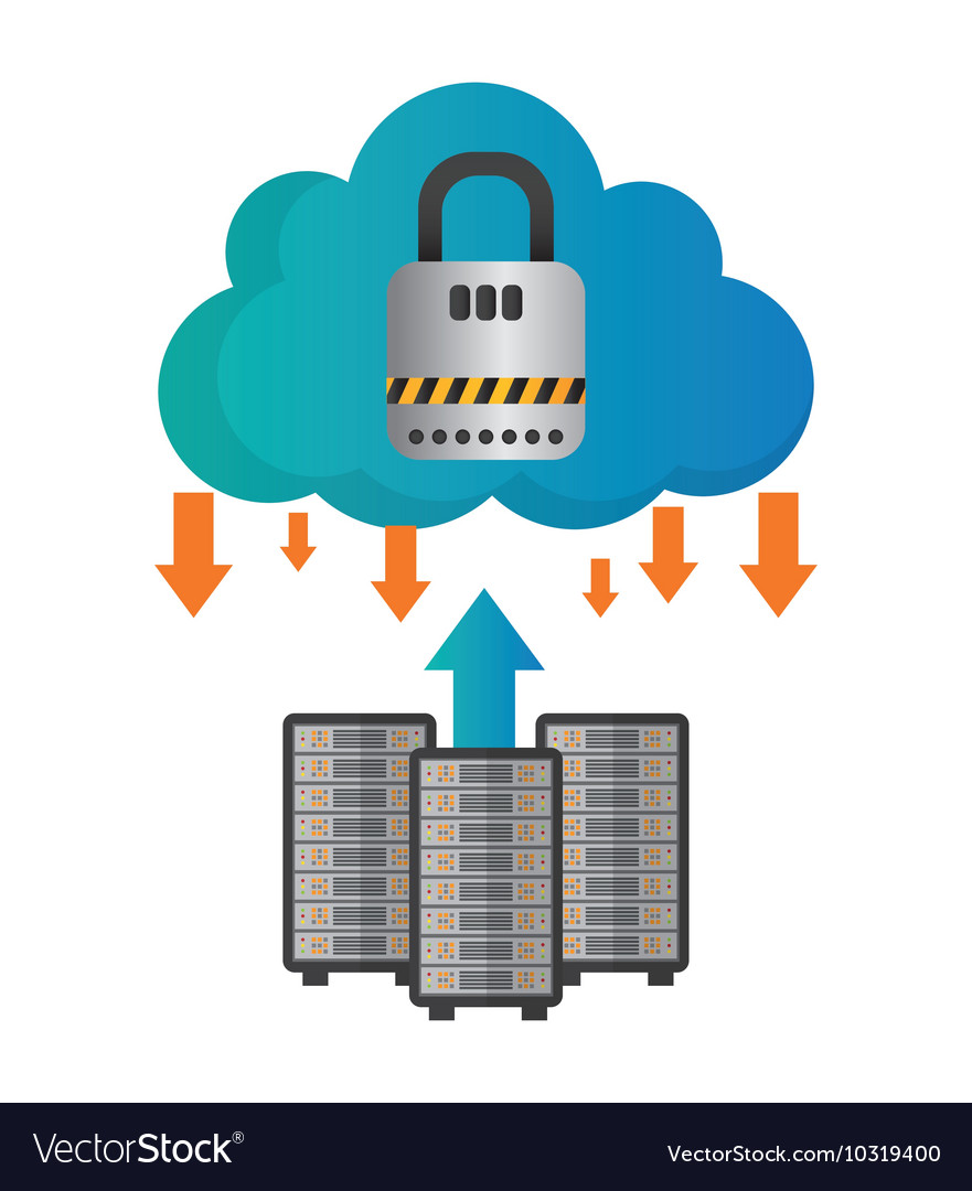 Cloud computing padlock web hosting design