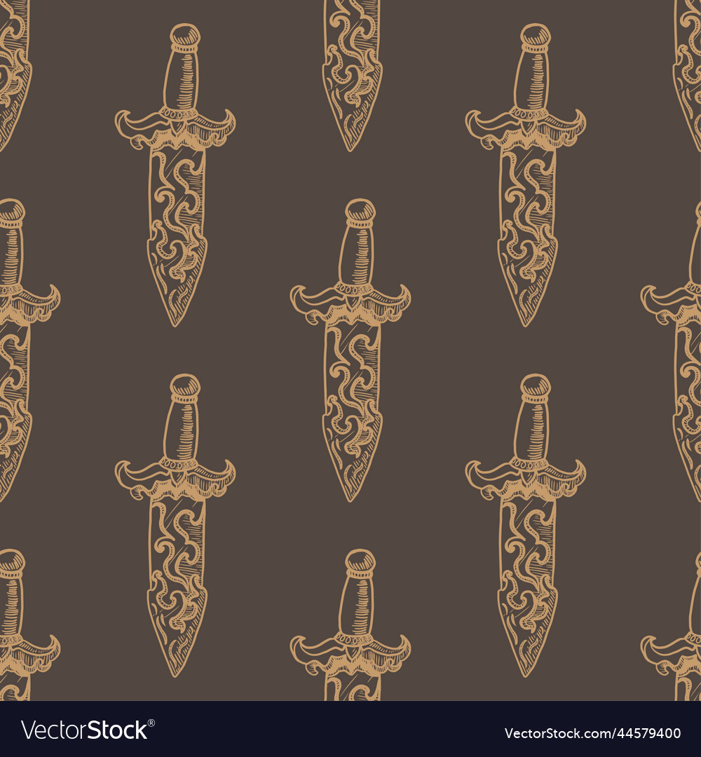 Fantasy dagger seamless pattern