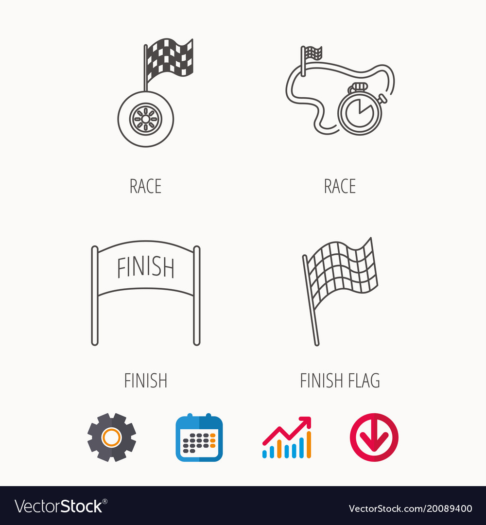 Finish flag race timer and wheel icons
