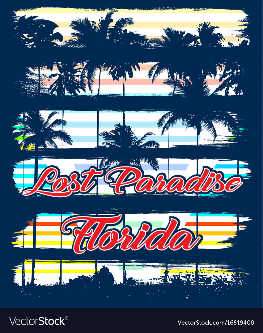 Florida beach typography tee graphic design