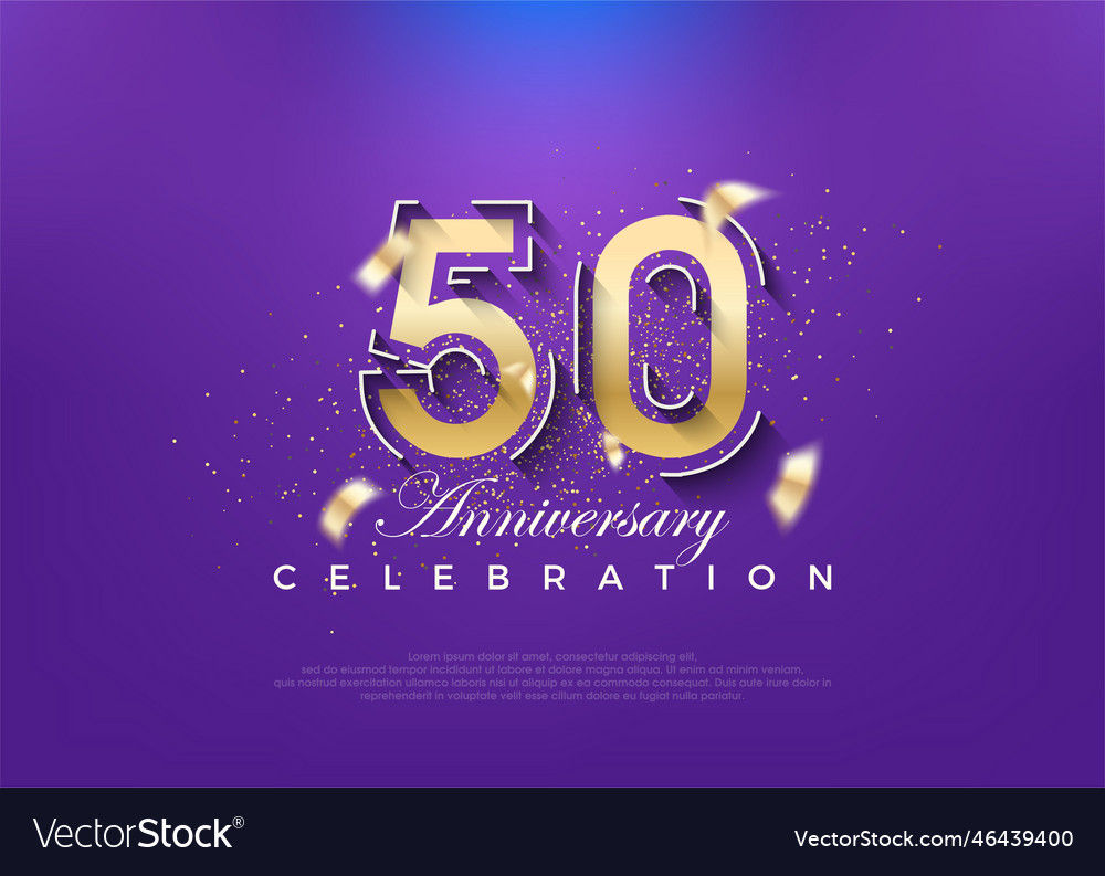 Gold number 50th anniversary premium design Vector Image