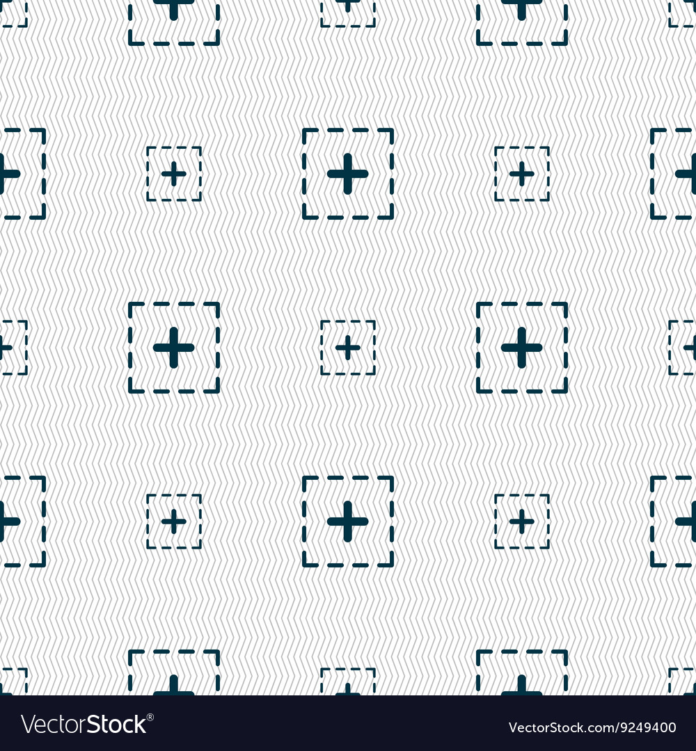 Plus in square icon sign seamless pattern