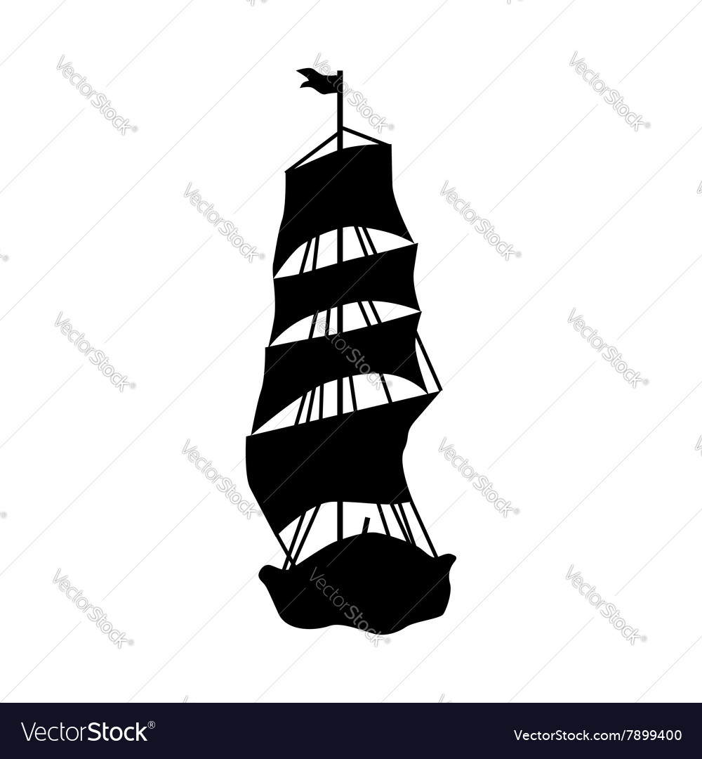 Sailing ship silhouette Royalty Free Vector Image