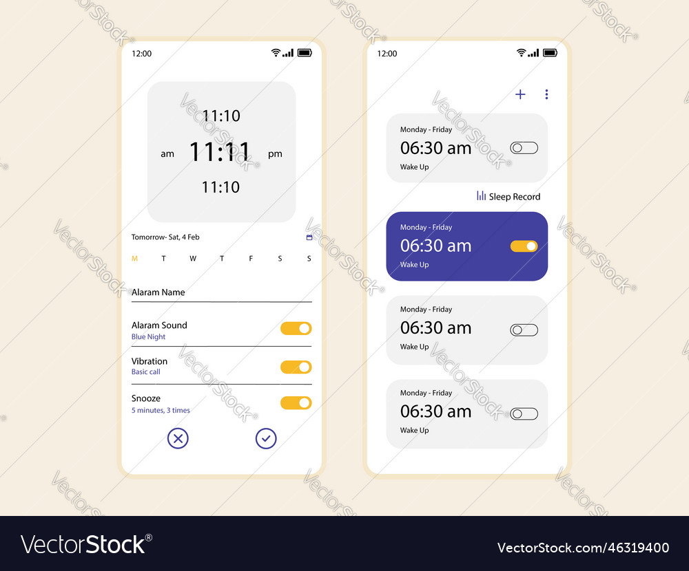 Set alarm mobile application concept design