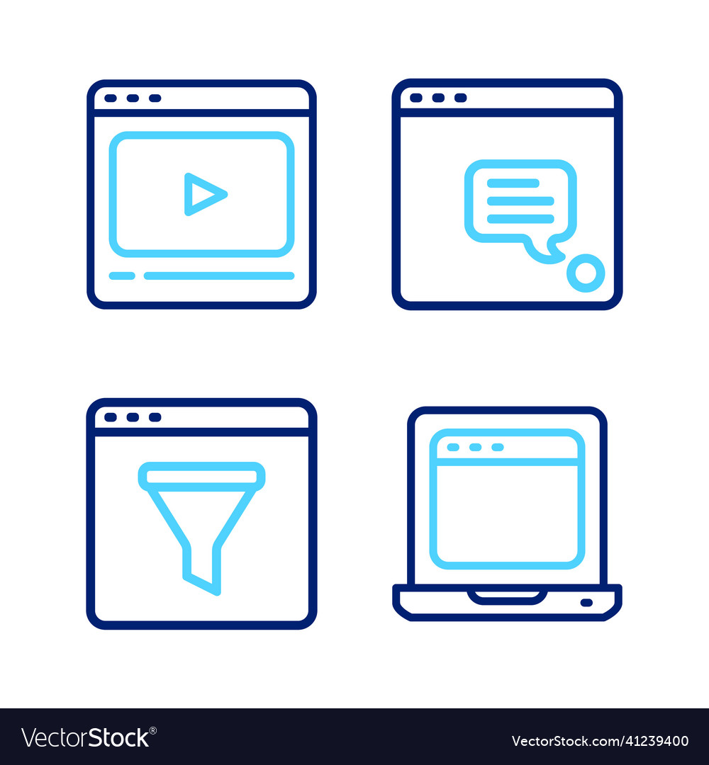 Set line laptop with browser window new