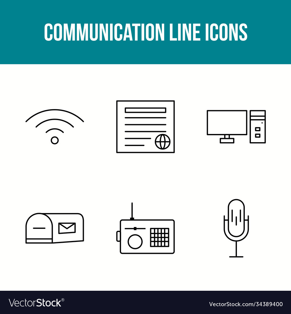 Unique communication line icon set