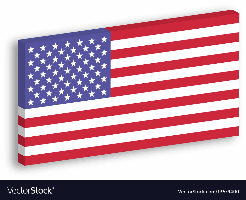 Usa 3d flag hanging on the white wall withg