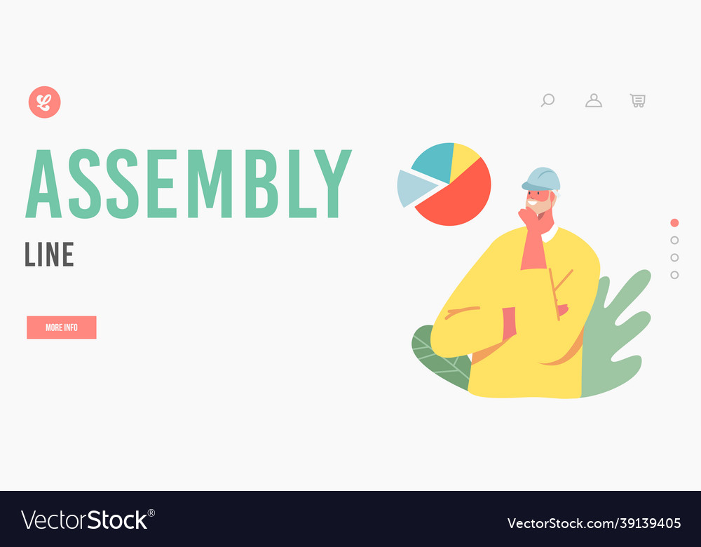 Assembly line worker landing page template vector image Assembly line worker landing page template