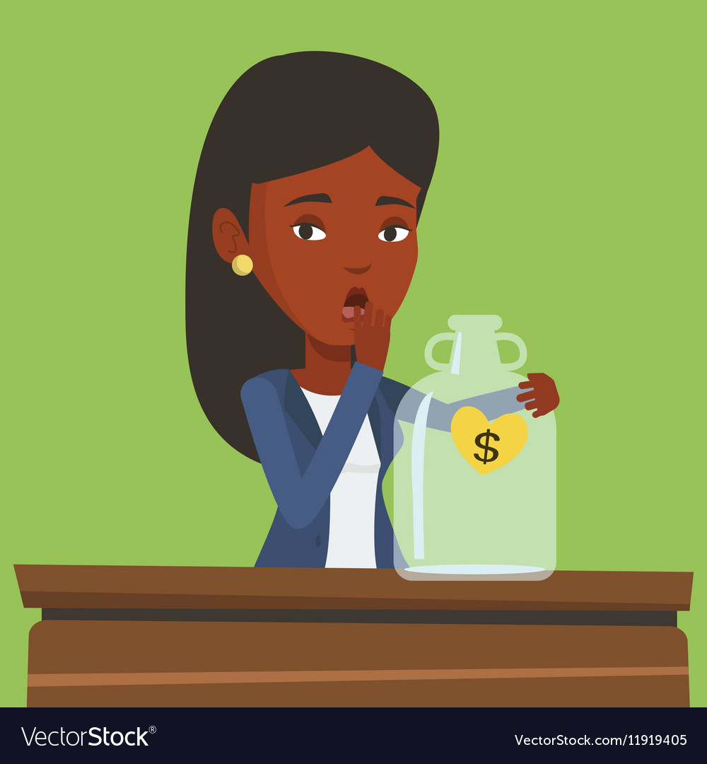Empty money. Bankrupt woman.