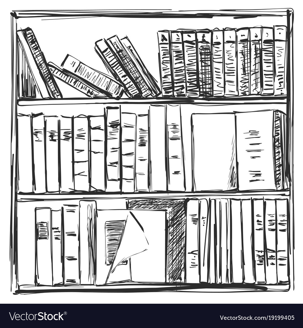 sketch of bookshelf