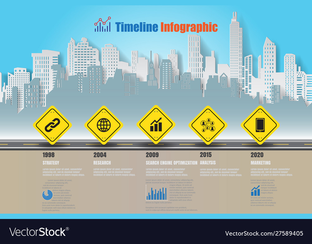 Business road map timeline infographic Royalty Free Vector