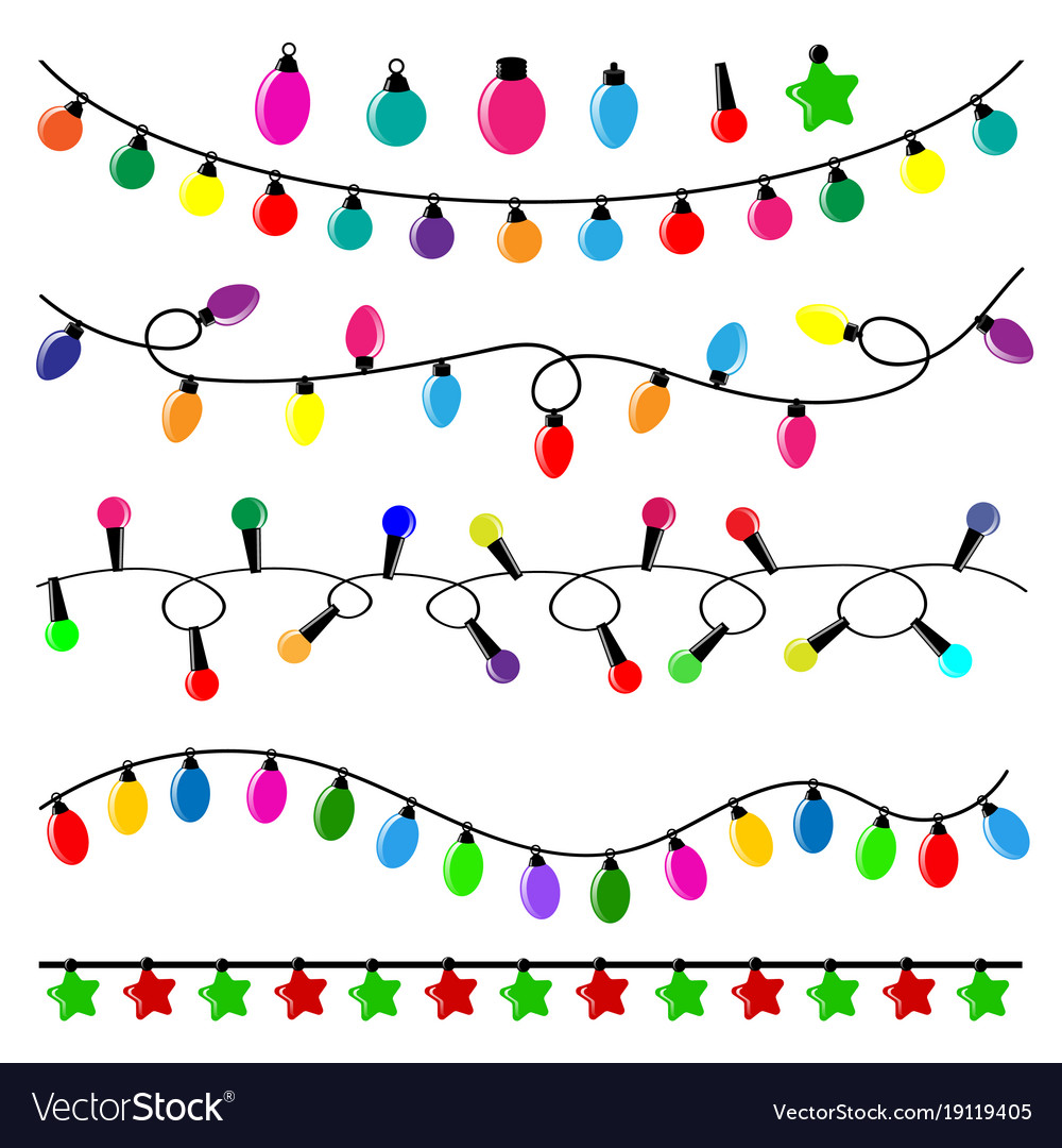 Download Colorful pack of flat christmas lights Royalty Free Vector