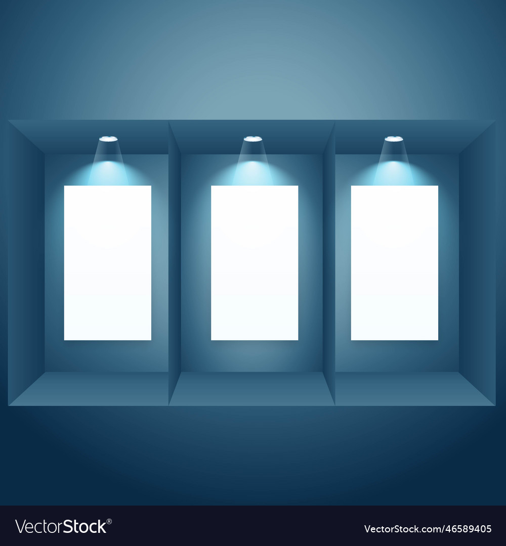 Empty display frame with spot light