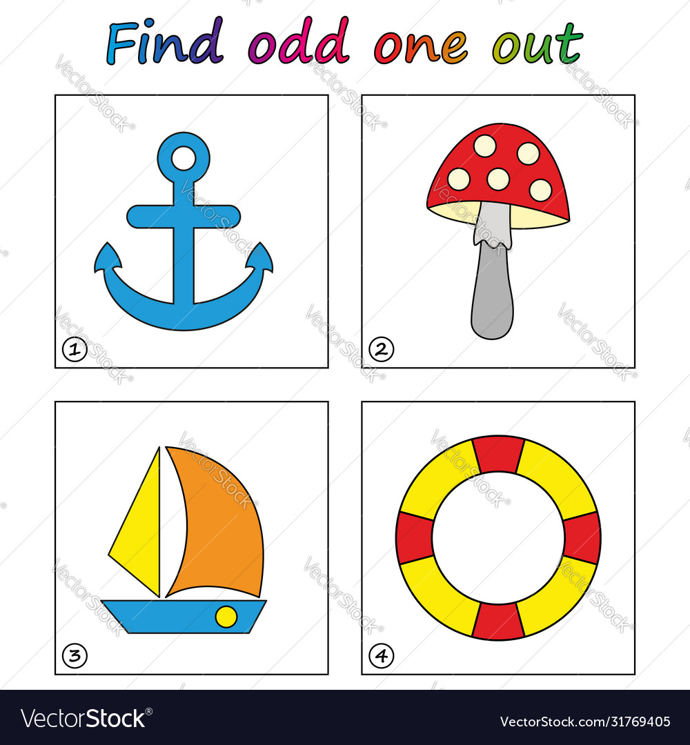 Find odd one out - game for kids worksheet visual