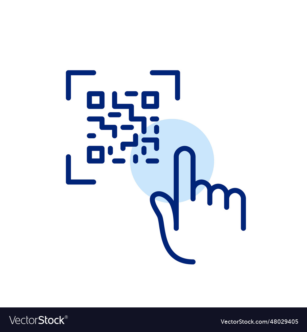 Finger tapping on qr code accessing website Vector Image Finger tapping on qr code accessing website