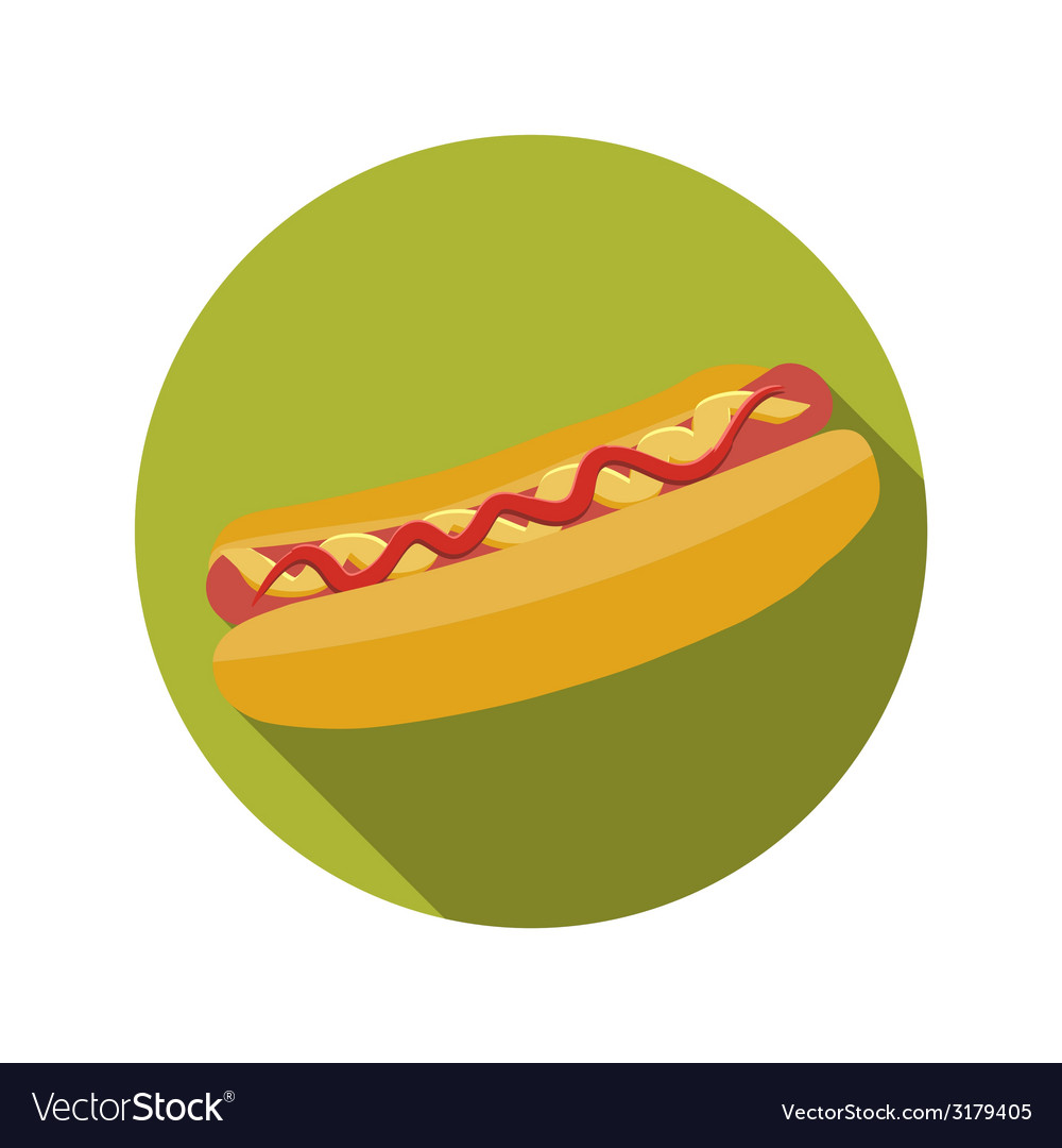 Flat design concept hot dog with long shadow