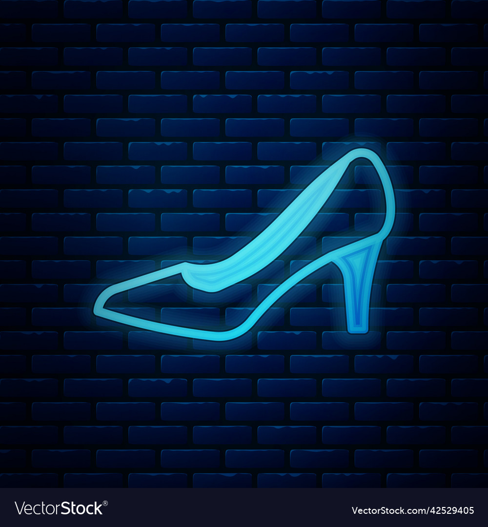 Glowing Neon Frau Schuh mit hohem Absatz Ikone vector image Glowing Neon Frau Schuh mit hohem Absatz Ikone