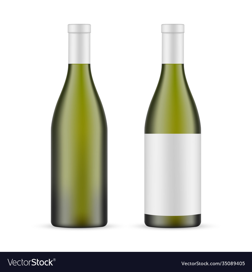 Green Glass Wine Bottle With Label Blank Mockup Vector Image