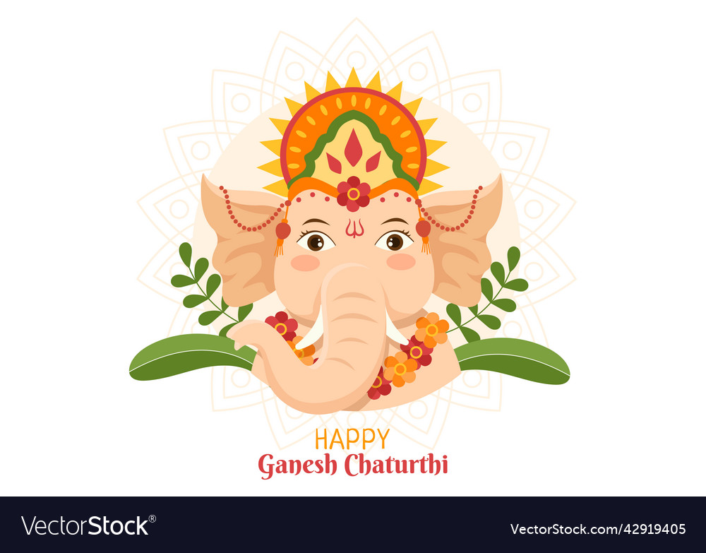 Happy Ganesh Chaturthi Of Festival In India Vector Image