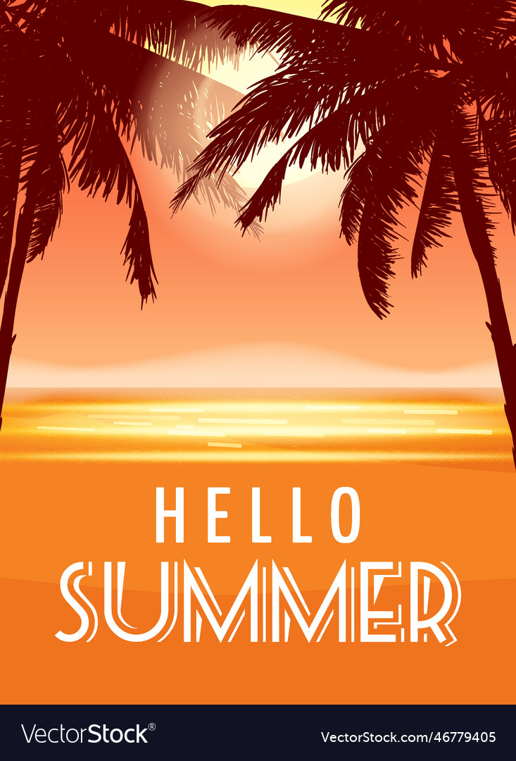 Hello summer party background with palms design