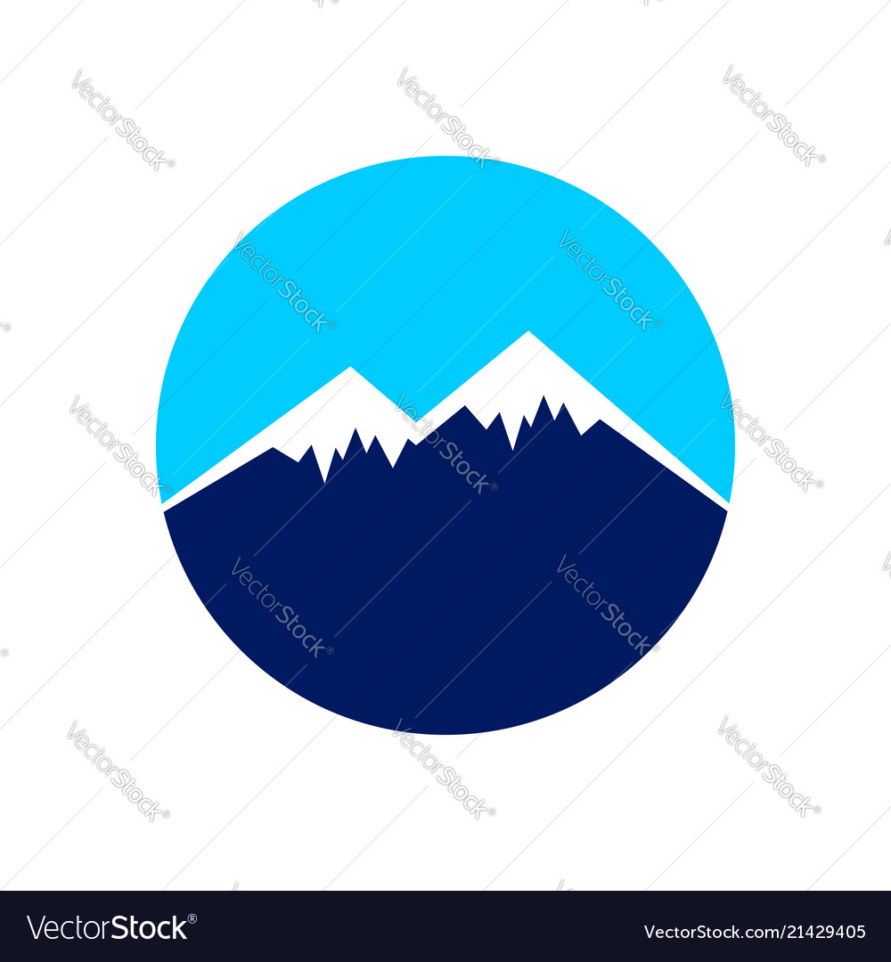 Icy mountain top circle symbol design Royalty Free Vector