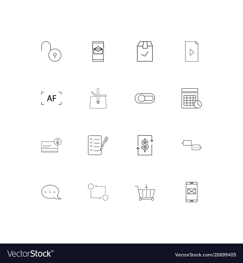 Interface simple linear icons set outlined