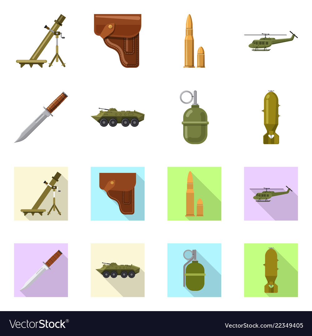 Isolated object of weapon and gun sign set vector image Isolated object of weapon and gun sign set