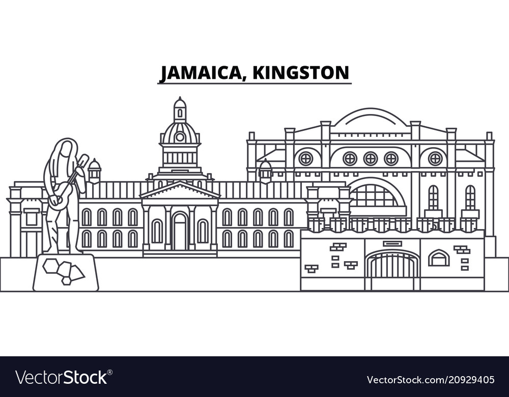 Jamaica kingston line skyline Royalty Free Vector Image