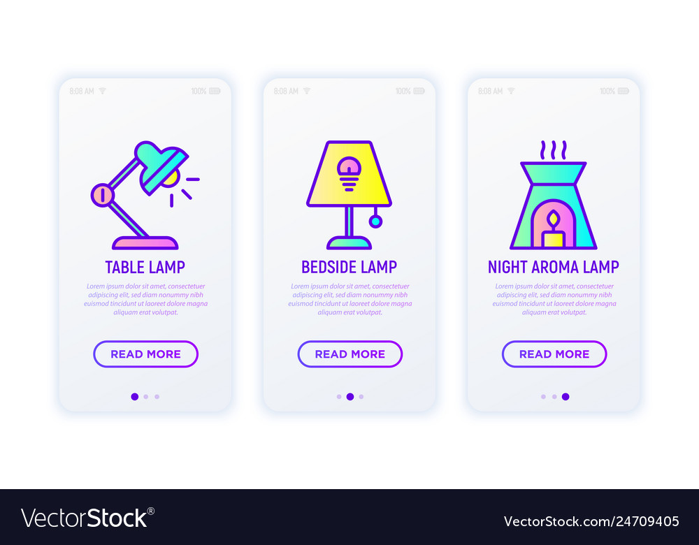 Lighting thin line icons set