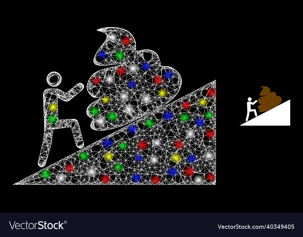 Magic intersected mesh man moving shit up icon vector image Magic intersected mesh man moving shit up icon