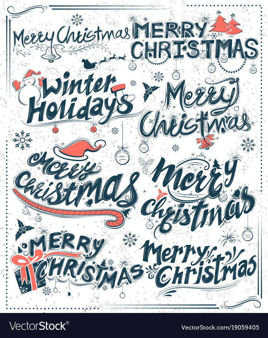 Merry christmas and winter holiday lettering