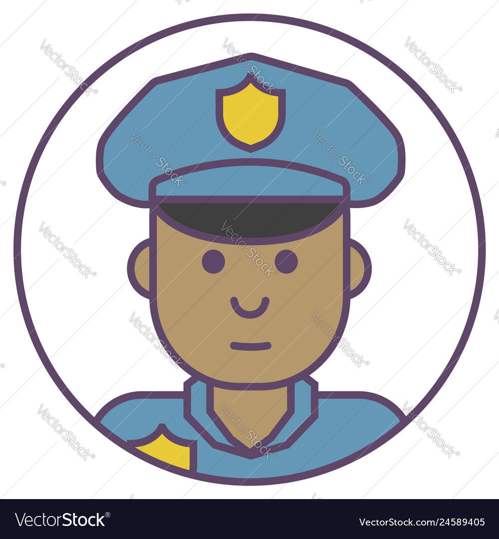 Policeman avatar in cap icon Royalty Free Vector Image