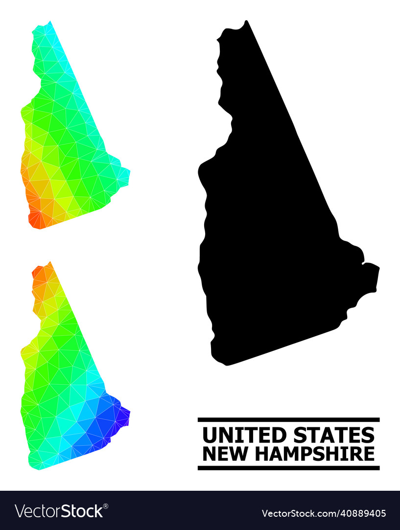 Polygonal spectral colored map of new hampshire Vector Image