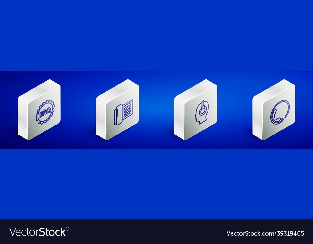 Set isometric line label with text faq telephone vector image Set isometric line label with text faq telephone