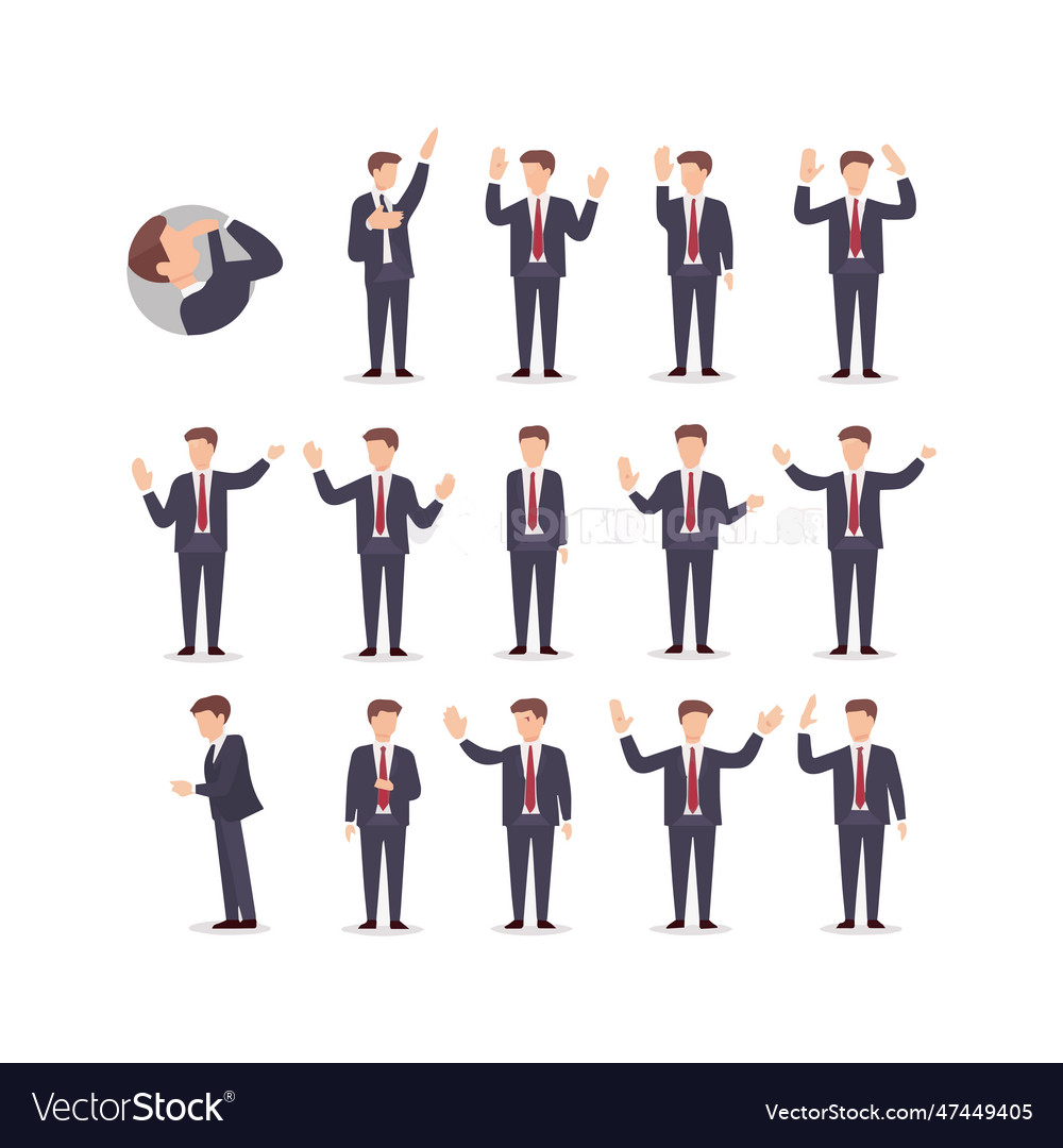 Set of hands showing different gestures palm