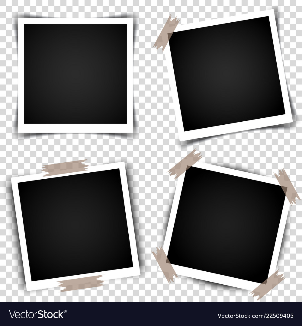 Set of retro photo frames with shadows
