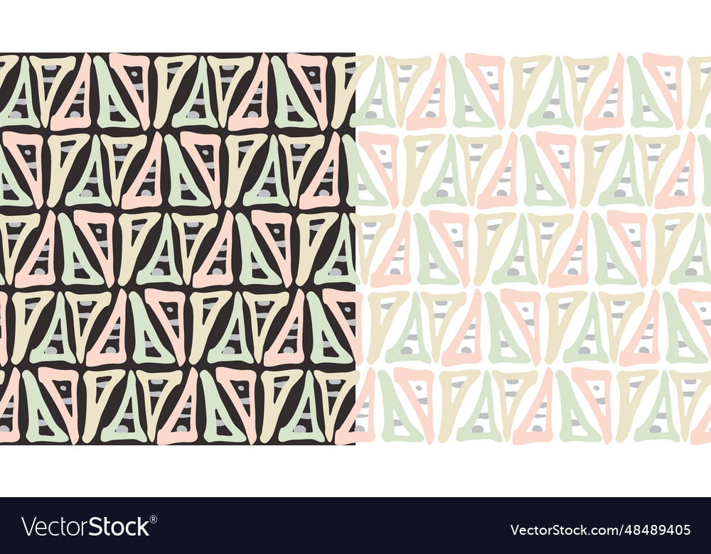Triangle shape ethnic seamless patterns set of 2