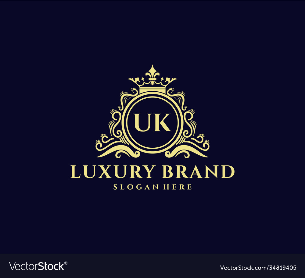 Uk initial letter gold calligraphic feminine Vector Image