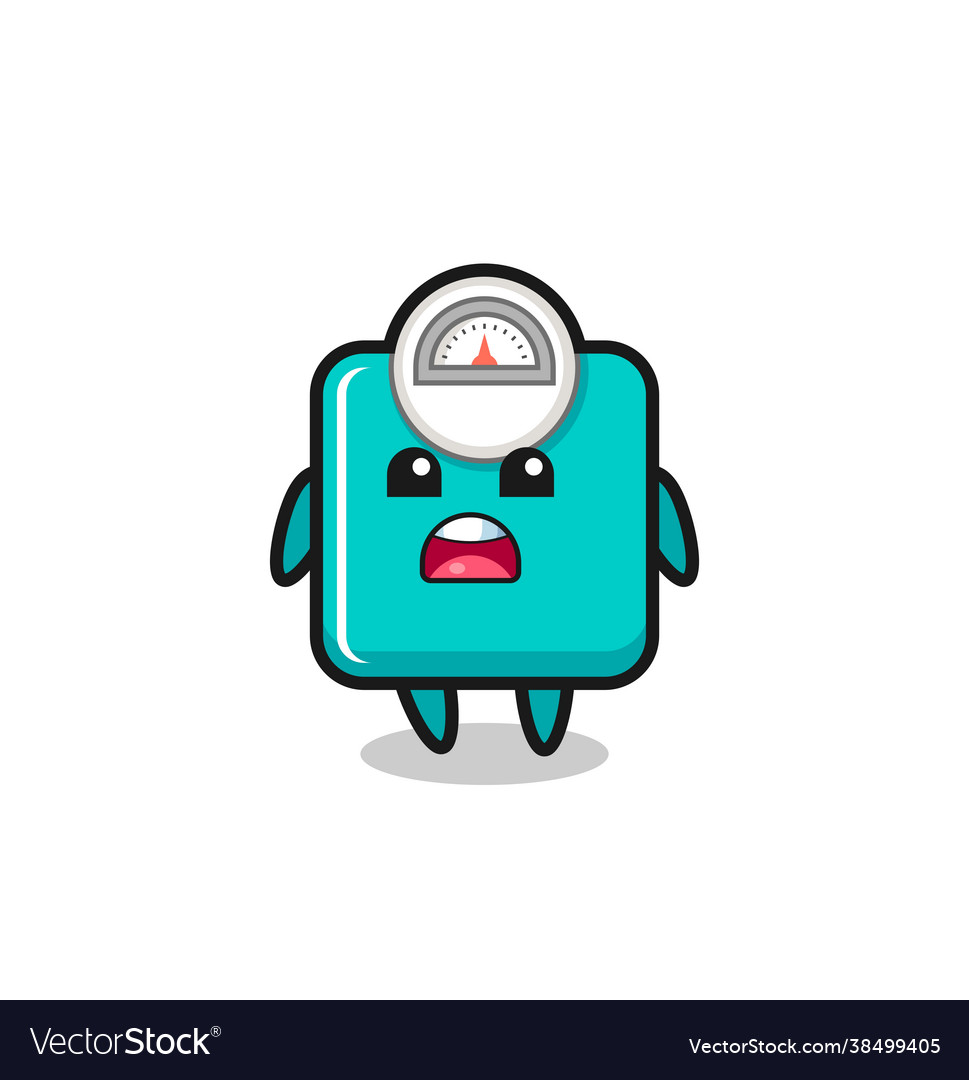 Weight scale with apologizing expression saying i Vector Image Weight scale with apologizing expression saying i