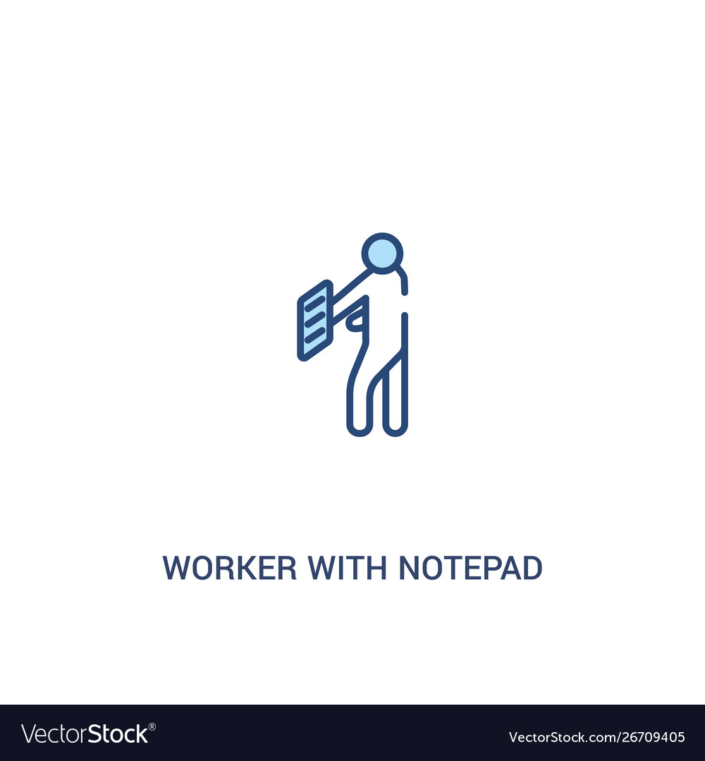 Worker with notepad concept 2 colored icon simple Vector Image Worker with notepad concept 2 colored icon simple