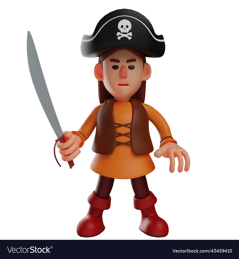 3d cartoon pirate design with standing po