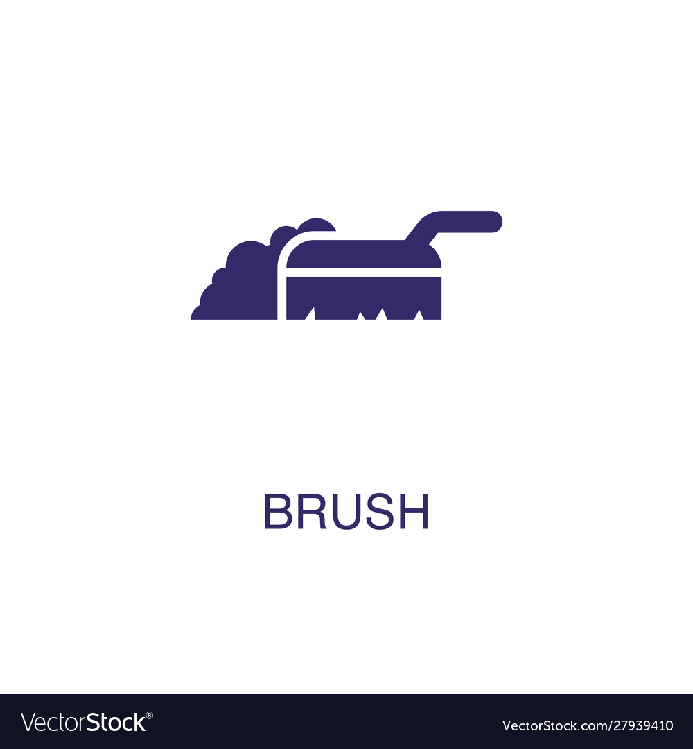 Brush element in flat simple style on white