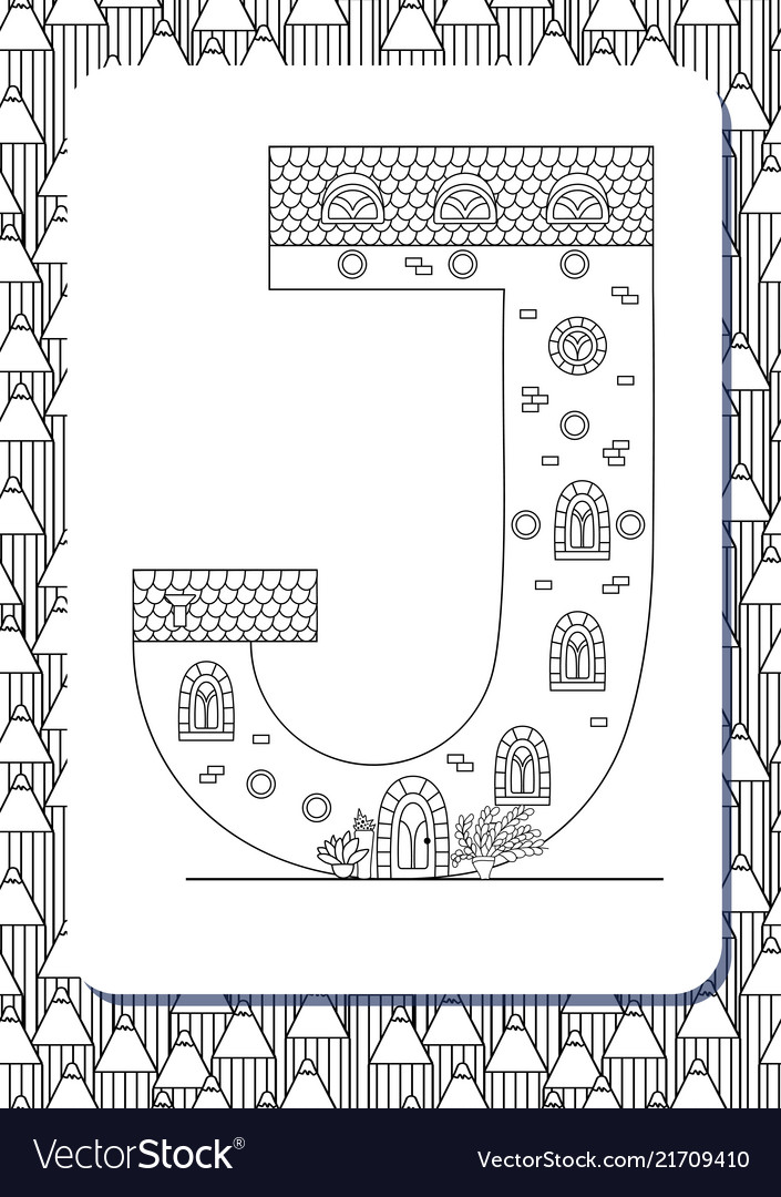 Cartoon letter j drawn in the shape of house